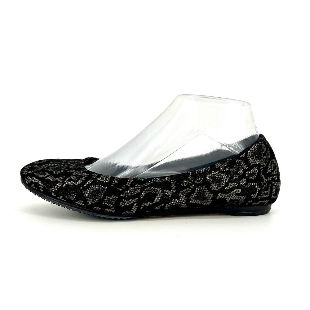 Vera Wang Black Gold Suede Ballet Flats (7.5)
